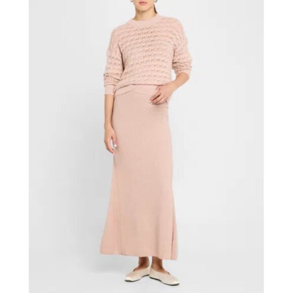 NAADAM Sz. M NWT Desert Pink Wool Cashmere Ribbed Everyday Skirt